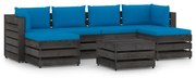 7 pcs conj. lounge jardim + almofadões madeira impreg. cinzento