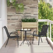 vidaXL Conjunto Bistro de Jardim 3 Peças Preto em Textileno e Aço