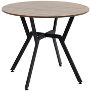 HOMCOM Mesa de Cozinha Redonda Mesa de Jantar Estilo Industrial com Bancada de Madeira e Estrutura de Aço Ø90x76 cm Marrom e Preto