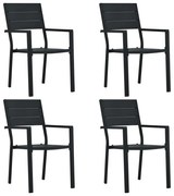 vidaXL Cadeiras jardim 4 pcs PEAD aspeto madeira preto