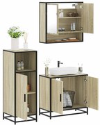 vidaXL 3 pcs conj. móveis casa banho derivados madeira carvalho sonoma