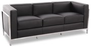 Sofá LOBBY – 3 Lugares – 183x70x68 cm – Aço Inoxidável e Pele Sintétic