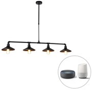 LED Candeeiro de suspensão inteligente preto 4 luzes incl. Wifi ST64 - Laser Rústico ,Clássico / Antigo,Country / Rústico,Industrial