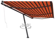 Toldo automático independente 600x300 cm laranja e castanho