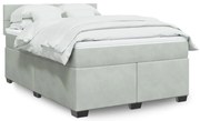 vidaXL Cama com molas/colchão 160x200 cm veludo cinzento-claro