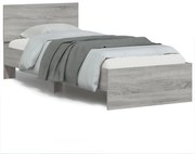 vidaXL Estrutura de cama c/ cabeceira derivados madeira cinza sonoma
