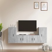 vidaXL Conjunto móveis de TV 4 pcs madeira processada cinzento cimento