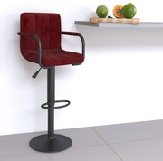 vidaXL Banco de bar veludo vermelho tinto