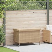 vidaXL Caixa de arrumação com rodas 110x55x73cm vime PE bege misturado