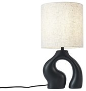 Candeeiro de Mesa Japandi Preto com Abajur de Linho - Dahlia