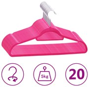 20 pcs conjunto de cabides antiderrapantes veludo rosa