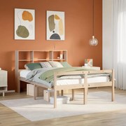 vidaXL Cama com estante sem colchão 140x200 cm pinho maciço