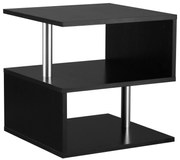 HOMCOM Mesa de Apoio com Forma de S Compartimentos Abertos 2 Níveis Desenho Elegante 50x50x50cm Branco