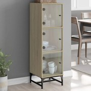 vidaXL Aparador alto c/ portas de vidro 35x37x120 cm carvalho sonoma