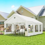 Tenda para Festas 4x6 m Tenda de Jardim com Paredes Removíveis, 2 Portas e Janelas UPF30+ para Casamentos e Camping Branco