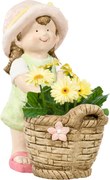 Outsunny Figura de Jardim \"Menina com Cesto de Flores\", Decoração de Jardim, resistente às intempéries, 20 cm x 30 cm x 40 cm | Aosom Portugal