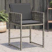 vidaXL Cadeiras de jardim com almofadões 4 pcs vime PE cinzento
