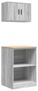 vidaXL Armários de garagem 2 pcs derivados de madeira cinzento sonoma