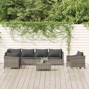 vidaXL 8 pcs conjunto lounge de jardim c/ almofadões vime PE cinzento