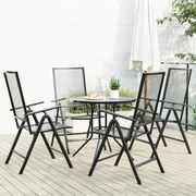 vidaXL Conj.cadeiras reclináveis jardim 5pc aço revestido pó antracite