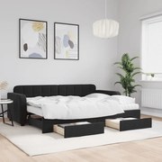 vidaXL Sofá-cama com gavetão e gavetas 80x200 cm veludo preto