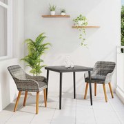 vidaXL Conjunto de Jantar de Jardim de 3 Peças Cinza em Rattan Sintético