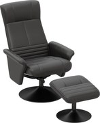 HOMCOM Poltrona estofada, poltrona de destaque com pufe, giratória, ergonómica, aparência de microfibra, até 150 kg, Preto | Aosom Portugal