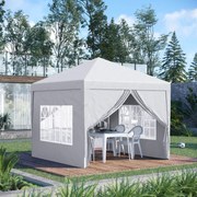 Tenda de Jardim com Paredes Laterais Amovíveis Janelas Porta com fecho e Bolsa de Transporte 295x295x196-258 cm Branco