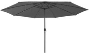 Guarda-sol de jardim com luzes LED 400 cm antracite