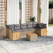 vidaXL 8 pcs conjunto de sofás p/ jardim com almofadões vime PE bege