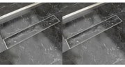 VidaXL Dreno de chuveiro linear 2 pcs 630x140 mm aço inoxidável