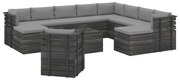 12 pcs conjunto lounge de paletes com almofadões pinho maciço