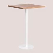 Mesa Alta De Bar Quadrada Em Madeira De Acácia Macchiato ↔︎ 70 Cm & Branco - Sklum