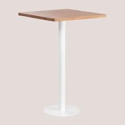 Mesa Alta Quadrada Para Bar Em Madeira De Acácia Macchiato ↔︎ 70 Cm & Branco - Sklum