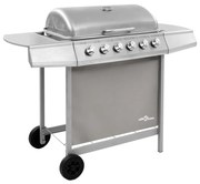 vidaXL Grelhador/barbecue a gás 6 discos prateado