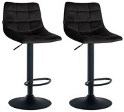 Conjunto de 2 bancos de bar Jerry em veludo com estrutura preta 87-108,5 x 43 x 46,5 cm Preto