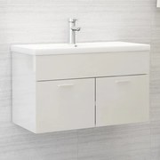 vidaXL Armário lavatório derivados de madeira branco brilhante