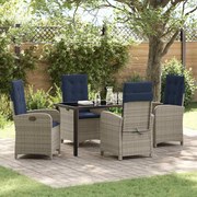 vidaXL Conjunto de Jantar de Jardim de 5 Peças com Almofadas em Rattan Sintético Cinza