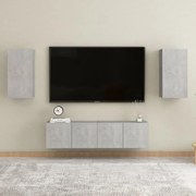 vidaXL 4 pcs conjunto de móveis de TV contraplacado cinzento cimento
