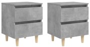 vidaXL Mesas cabeceira 2pcs c/ pernas pinho 40x35x50cm cinza cimento