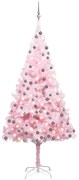 vidaXL Árvore Natal artificial pré-iluminada c/ bolas PVC rosa
