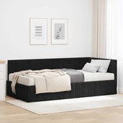 vidaXL Estrutura de Cama de Canto com Colchão 2 pcs Preto Veludo