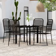 5 pcs Conjunto de jantar para jardim preto