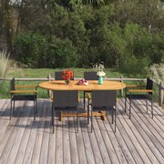 vidaXL 7 pcs conjunto de jantar para jardim vime PE preto