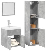 vidaXL 3 pcs conj. móveis casa banho derivados madeira cinza cimento