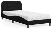 vidaXL Cama com colchão 90x190 cm tecido preto