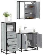 vidaXL 3 pcs Conjunto móveis casa de banho madeira proc. cinza sonoma