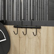 vidaXL Suporte de brida com 5 ganchos giratórios aço preto