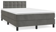 vidaXL Cama box spring colchão LED 120x190cm couro artif. cinza-escuro