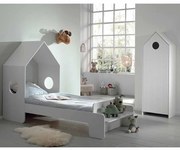 Conjunto cama infantil CASAMI (90x200) + Estrado + Guarda Roupa 1 Porta Branco